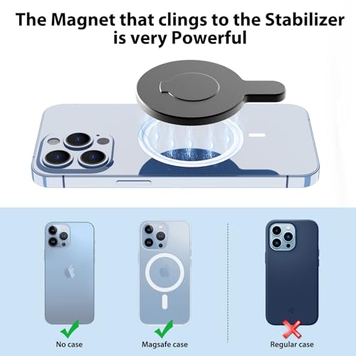 OM Magnetic Phone Mount for DJI Osmo Mobile 8P/8/7P/OM 7/OM 6/SE/OM 5/OM 4 SE/OM 4 Magsafe Quick-Release Adapter Magnet Clamp Clip, Mounting for Video Photo Shooting Phone DJI Gimbal Accessories - color: Black