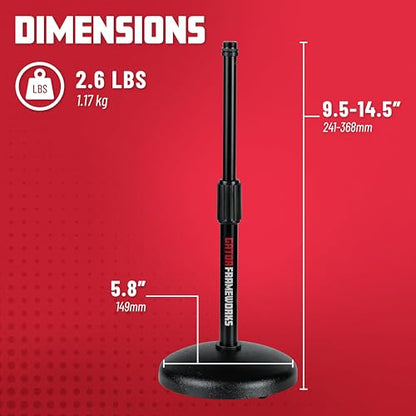 Gator Frameworks Desktop Microphone Stand with Round Weighted Base & Adjustable Height (GFW-MIC-0501) (Pack of 4) - size: 5" Weighted Base (Pack of 4), style: Adjustable Height