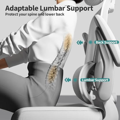 TRALT Office Chair Ergonomic Desk Chair, 330 LBS Home Mesh Office Desk Chairs with Wheels, Comfortable Gaming Chairs (1, White White) - color: White White