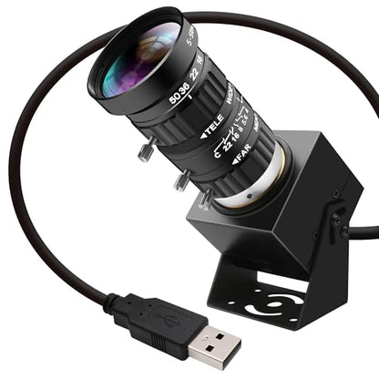 48MP USB Webcam 8K Ultra HD Color Camera with 5-50mm 10X Manual Optical Lens 6000P Industrial Security Video Camera Close-Up Zoom Function Plug-and-Play for Windows, Linux, Mac OS