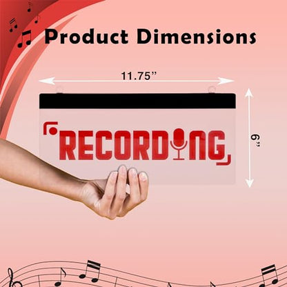 LED Acrylic Wall Recording Sign, Forest & Twelfth Recording Studio Lighted Sign for Professional Studio Setup, Podcast, Radio & More, USB Powered (Recording)