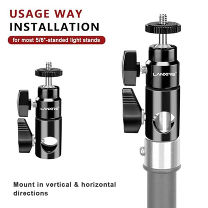 Rapid Adapter Convert with 1/4" Screw Mini Ball Head, 16mm Light Stand Mount Adapter for Studio Monitor Stand, Camera Mount, Photo Studio Photography Light Stand