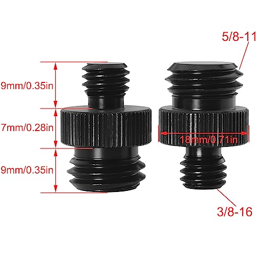 3/8Inch Male to 5/8Inch Male Threaded Tripod Screw Adapter LUORNG 2PCS 3/8 to 5/8-11 Double Sided Standard Mounting Thread Converter for Camera Cage Mount,Black - size: 3/8Inch to 5/8Inch