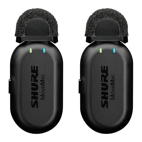 Shure MoveMic Two - Pro Direct to Phone Wireless Lavalier Microphones for iPhone & Android, 2 Bluetooth Mini Mics, 24 Hours Charge, Quick Set Up, IPX4, Compact & Portable Clip Lavs (MV-Two-Z7) - style: Two Channel