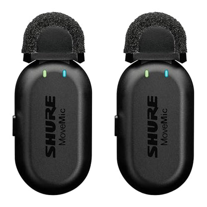 Shure MoveMic Two - Pro Direct to Phone Wireless Lavalier Microphones for iPhone & Android, 2 Bluetooth Mini Mics, 24 Hours Charge, Quick Set Up, IPX4, Compact & Portable Clip Lavs (MV-Two-Z7) - style: Two Channel