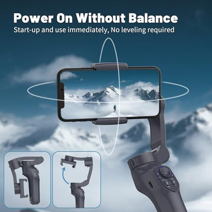 COMITOK L7C Pro, Gimbal stabilizer for iPhone, Phone Stabilizer for Video Recording with Face/Object Tracking, 3-Axis Gimbal for Android & iPhone 15 Pro Max, Foldable Phone Gimbal Vlog Recording