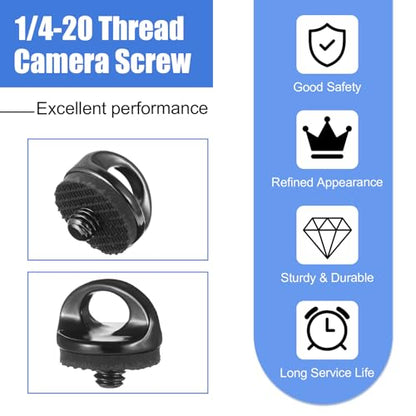 Skrfren 1/4" Camera Neck Strap Screw Holder, 2PCS 1/4-20 Quick Install Metal Screws Connecting Adapters with Rubber Washer for Quick Release or Installation of Wristband Sling