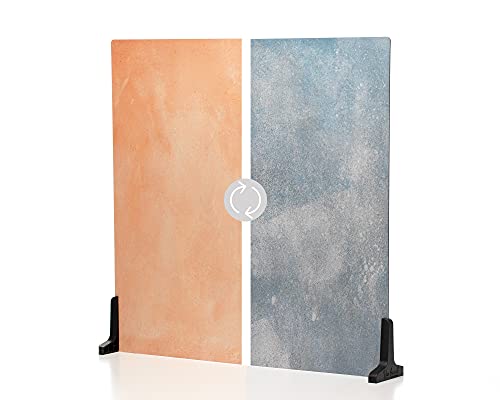 V-FLAT WORLD Duo Board Product Photography Backdrops - 2-Sided Background for Photograph, Hyper-Realistic Item & Food Photography Background - Includes 2 Legs & Mat - 24" x 24", Coral Wash/90's Blues - color: Coral Wash/90's Blues, size: 24 x 24 inches