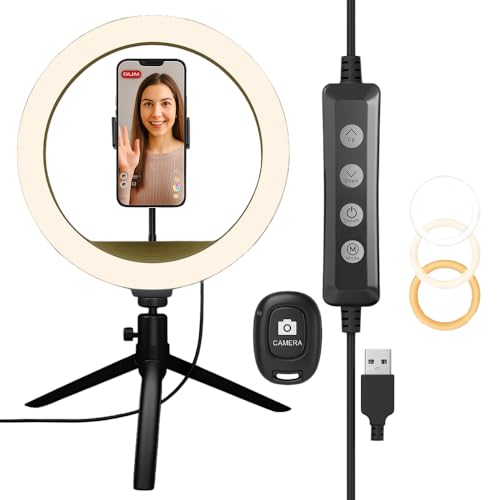 10.2" LED Ring Light for Live Streaming - Adjustable Color Modes, Phone Holder, Desktop Tripod Stand, Beauty Fill Light for TikTok, YouTube, Makeup, Photography, Zoom, Selfies