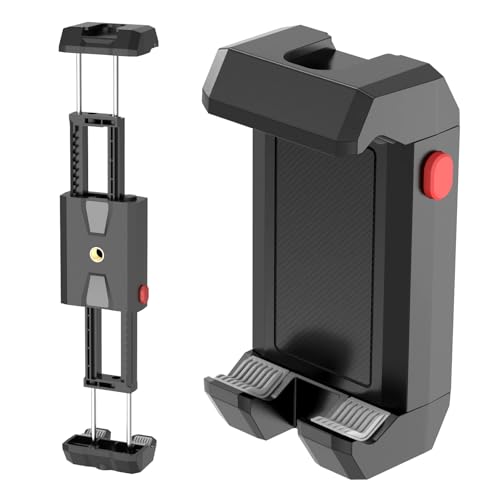 iPad and Phone Tripod Mount,Dual-Purpose Phone and Tablet Holder with Adjustable Clamp, Compatible with Devices up to 12.9Inches,1/4 Inch Screw fits iPad Pro 12.9,Air Mini 3/4,Galaxy Tab,Selfie Stick