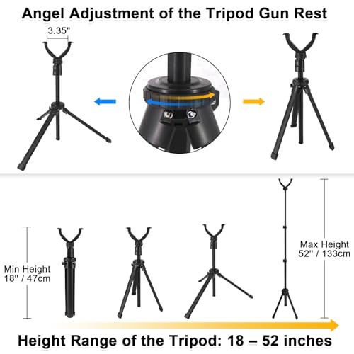 HUNTPAL Portable Shooting Stick Tripod Gun Rest | Portable, Adjustable Height, Compact Aluminum Construction, For Range Table Shooting Target Practice - color: Tripod-690: 18"-52"