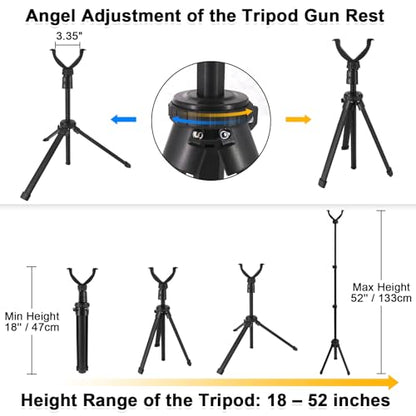 HUNTPAL Portable Shooting Stick Tripod Gun Rest | Portable, Adjustable Height, Compact Aluminum Construction, For Range Table Shooting Target Practice - color: Tripod-690: 18"-52"