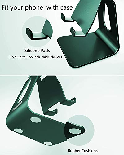 CreaDream Adjustable Cell Phone Stand, Phone Stand, Cradle, Dock, Holder, Aluminum Desktop Stand Compatible with Phone 13 12 11 Pro Max Charging, Accessories Desk, All Mobile Phones, Midnight Green - color: Turquoise Green