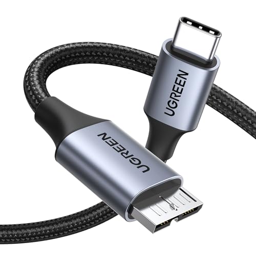 UGREEN 10 Gbps Micro B to USB C Hard Drive Cables, 3.3FT USB C to Micro B, External Hard Drive Cable Compatible with MacBook Pro/Air, iPad/Tablet, iPhone, Samsung Galaxy S24, WD Seagate etc - size: 3.3 FT