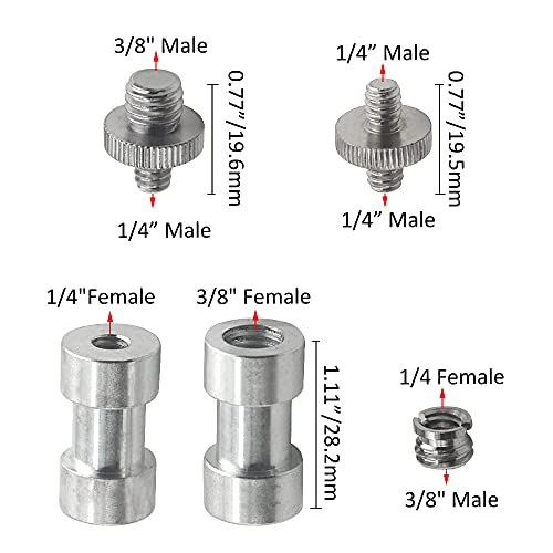 Camera Mount Screw Adapter 22Pack 1/4 Inch and 3/8 Inch Camera Screws Tripod Threaded Screws Adapter Camera Screw Mount Set for Camera Tripod Mono-pod Flash Light - style: Adapter-22P