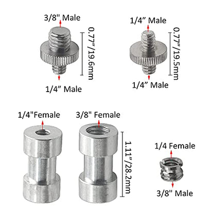 Camera Mount Screw Adapter 22Pack 1/4 Inch and 3/8 Inch Camera Screws Tripod Threaded Screws Adapter Camera Screw Mount Set for Camera Tripod Mono-pod Flash Light - style: Adapter-22P