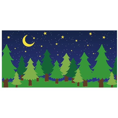 Teenyyou 10 x 16 ft Enchanted Forest Camping Backdrop Scene Camping Background Supplies Forest Night Scene Photography Background for Theme Party Photo Banner Decoration - size: 10 x 16 ft