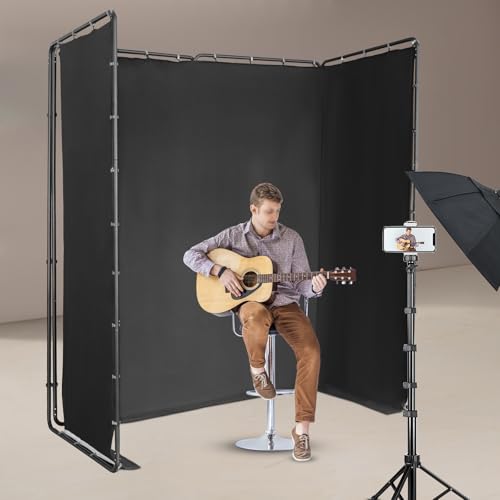 13.12ft X 7.87ft Portable Large Chromakey Black Screen Backdrop, Photography Backdrop Stand with Black Cloth, Backdrop Stand for Live Videos, Video Conference, Photographic Studio, Streaming Etc