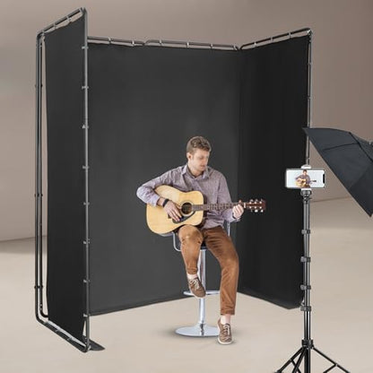 13.12ft X 7.87ft Portable Large Chromakey Black Screen Backdrop, Photography Backdrop Stand with Black Cloth, Backdrop Stand for Live Videos, Video Conference, Photographic Studio, Streaming Etc