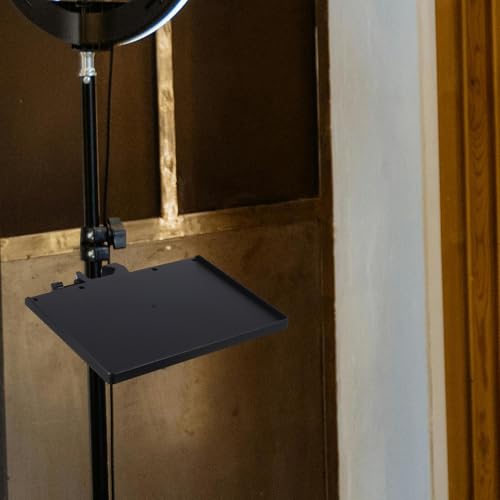 Toddmomy Microphone Stand Tray with Movable Sound Card Holder and Mic Clip, Large 24X17.5Cm Live Streaming Rack for Podcasting and Recording Accessories