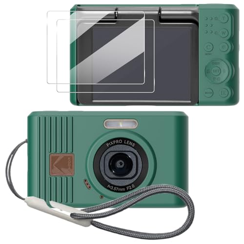 Case for Kodak PIXPRO C1 accessories,Soft Silicone Protective Case,Comes with 2 Screen Protectors and 1 Wrist Strap - Dark green - color: Dark green
