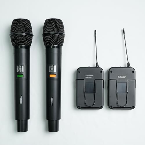 MELONARE 4-Channel Wireless Microphone System,UHF Cordless Mic Set w/ 4x10 Frequencies, 200ft, 2 Handheld Dynamic Mics, 2 Bodypacks & Headset/Lapel Microphones for Singing, Karaoke, DJ (MWM-41-2H2B) - size: 2 Handheld 2 Bodypack Mics