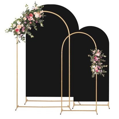 Toolterritary Metal Arch Backdrop Stand and Cover Set, 8FT, 6.6FT Party Backdrop, Easy to Assemble, Backdrop Stand for Parties, Birthday, Baby Shower - color: Black, size: 8ft, 6.6ft