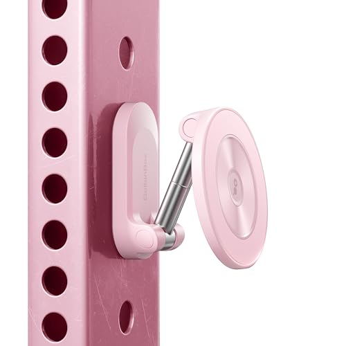GolbinBox Magnetic Gym Phone Holder for MagSafe, All Metal Dual-Magnet Mount for iPhone and Android, 360° Adjustable Tri-Axis, Gym Essentials for Bodybuilder Men Women Recording Fitness Exercise, Pink - color: Pink