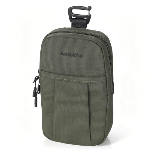 AMBITFUL Compact Sports Camera Bag, Shoulder Strap Storage Case, 3.94 x 1.57 x 7.09 inches, Compatible with Phones, Compact Cameras, Power Banks, Headphones, Black (Hang U1) (Green) - color: Green