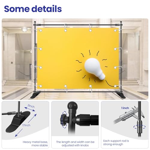 Jiang&Rong 10x8ft Photo Backdrop Stand Kit - Adjustable Banner Stand with Step and Repeat Frame for Professional Photography, Trade Shows, Events