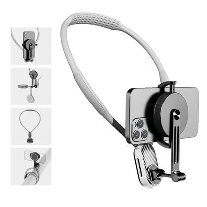 Magnetic Neck Mount for Phones, POV Phone Holder Hand Free Chest Stand Video Recording Vlog for iPhone 17 16 15 14 13 Android Phones