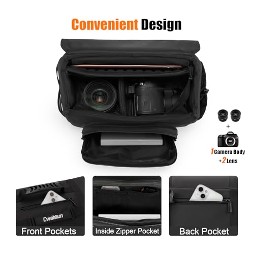 Cwatcun Camera Sling Bag, Waterproof Multifunction Photography Tactica Camera Crossbody Bag with Tripod Holder & Removable Accessory Bags for DSLR/SLR/Mirrorless Cameras - Small - size: Small