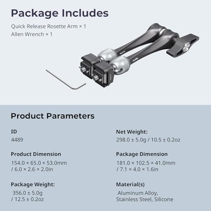 SMALLRIG 11" Rosette Magic Arm, HawkLock H21 Quick Release Structure, w 1/4"-20 Screws and Anti-Twist Pins, for Monitors, Lights, Max Load Cpacity 3kg - size: 11" (HawkLock)