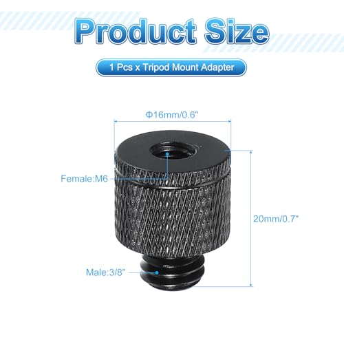 PATIKIL Tripod Screw Adapter M6 Female to 3/8" Male, Tripod Nut Connectors Camera Mount Screw Camera Double Head Converter for Microphone Holder Magic Arms Accessories - size: M6 to 3/8"