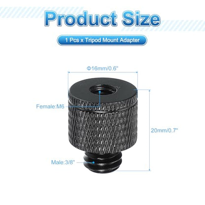 PATIKIL Tripod Screw Adapter M6 Female to 3/8" Male, Tripod Nut Connectors Camera Mount Screw Camera Double Head Converter for Microphone Holder Magic Arms Accessories - size: M6 to 3/8"