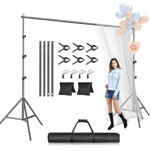 EMART Photo Backdrop Stand kit, 7.8 x 10 ft Back Drop Adjustable Frame for Photography, Photoshoot Banner Background Support Holder for Parties Dectoration - size: 7.8x10ft