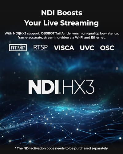 OBSBOT Tail Air NDI Streaming Camera 4K, AI Tracking PTZ Camera with Intelligent APP, Gesture Control, HDMI/USB-C/Wireless Webcam, Live Streaming Cameras (Tail Air+Remote (NDI Activated)) - size: Tail Air+Remote (NDI Activated)