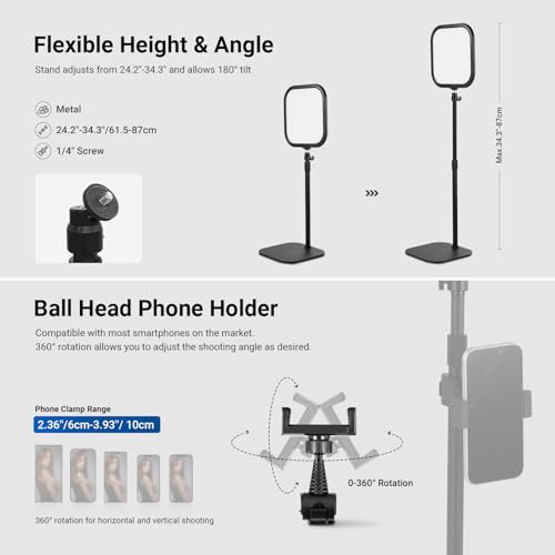 NEEWER Basics 10.8" Video Conference Lighting, 15W Bi Color Edge Lit Full Screen CRI95+ Ring Light with Desk Stand & Phone Holder for Webcam Meeting Streaming Computer Laptop Zoom Calls