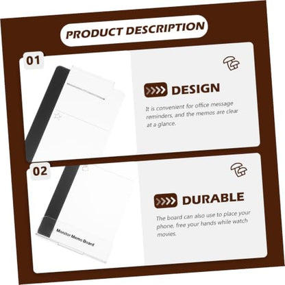 DOITOOL 2pcs Transparent Phone Holders and Memo Boards Multi-Functional Monitor Accessory for Use Convenient Message Boards to Keep Memos Organized and Hands Viewing