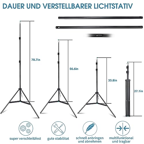 Photo Video Studio 10x7Ft (WxH) Adjustable Background Stand Backdrop Support System Kit with Carry Bag