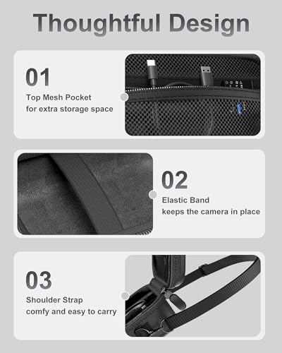 ProCase Hard 4K Digital Camera Case for VJIANGER, JGIPL, Duluvulu, Zostuic, Oiadek, Lecnippy, NIKICAM Camera Accessories, Protective Vlogging Travel Carrying Storage Bag with Shoulder Strap -Black