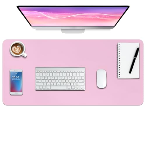 Boutilon Leather Desk Pad Protector,Non-Slip Mouse Pad,Laptop Desk Pad,Office Mouse Mat,Waterproof Leather Desk Blotter,Desk Writing Pad for Office and Home (S-Baby Pink,24"x 14") - color: Baby Pink, size: 14" x 24"