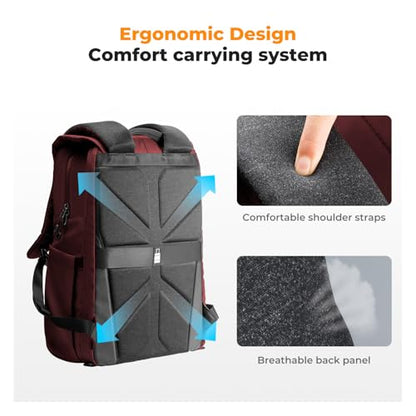 K&F CONCEPT Camera Backpack, Camera Bags for Photographers Large Capacity Camera Case with Raincover,15-15.6 Inch Laptop Compartment - color: 09-red
