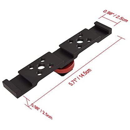 Fotoconic Hot Shoe Extension Bar Mount, Triple Cold Shoe Extension Flash Bracket, Compatible with Nikon Canon Sony Olympus DSLR Camera, Microphone, Led Video Light, Camcorder DV