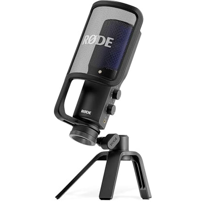 Rode NT-USB+ USB Condenser Microphone Bundle with StreamEye BOOMARM1 27-Inch Aluminum Desktop Boom Arm — Cardioid USB-C Studio Mic for Live Streaming, Podcasting, Voice Over, Home Studio Recording