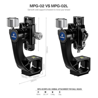 Leofoto Monopod Gimbal Head for Camera, Professional Aluminum Alloy Tripod Head with Arca-Swiss Dovetail Quick Release Plate, 360° Panoramic Shooting for DSLR Camera Up to 48lbs/22kg (MPG-02L) - color: MPG-02L-Max Load 48lb