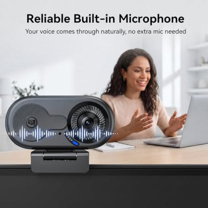 EMEET C100 1080P Webcam for PC, Built-in Mic, Rotating Privacy Cover, Portable Metal Clip, Computer Camera for Home Office, Meetings, Learning, Streaming, External Webcam for Desktop, Laptop, PC USB-A - style: Smooth 1080P w/ Stable Fixed Focus