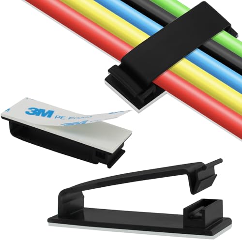 Cable Management Clips, Self Adhesive Cord Organizer Large Wire Clips Cord Holder for Under Desk Nightstand TV PC Ethernet Cables 10 PCS