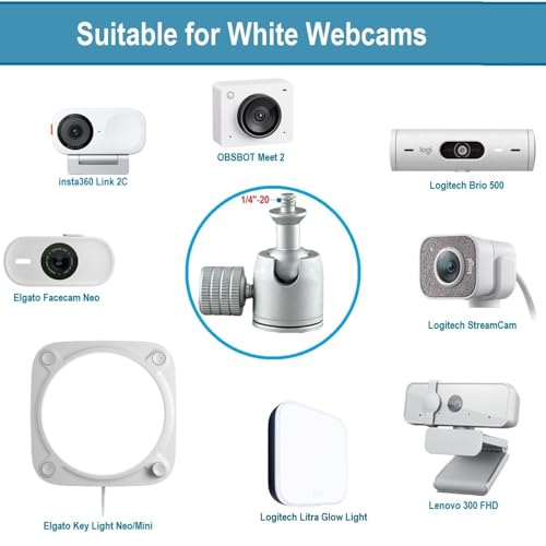 White Webcam Stand for Logitech Brio 500,StreamCam,Lenovo,Elgato Neo Webcams