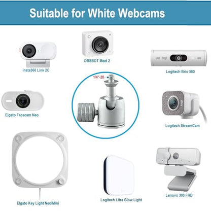 White Webcam Stand for Logitech Brio 500,StreamCam,Lenovo,Elgato Neo Webcams